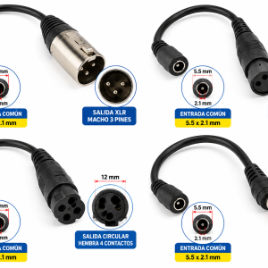 Terminal Adaptadora para Cargador de Batería de Litio – Bicicleta, Patineta y Scooter Eléctrico – Varios Conectores