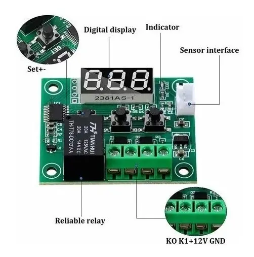 Controlador De Temperatura Digital Oem W1209 12v - Imagen 2