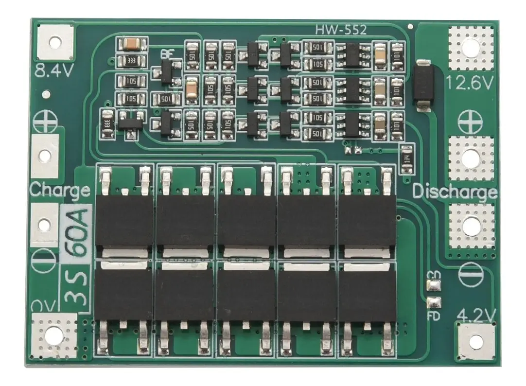 Módulo BMS 3S 60A 12.6V balanceo Protección Baterías Litio 18650 26650 para Taladro y Proyectos DIY - Imagen 3