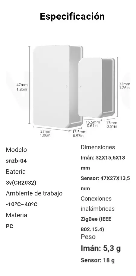 Sensor Sonoff Snzb-04 Puertas Ventanas Zigbee 3.0 Inalámbrico Blanco - Imagen 3
