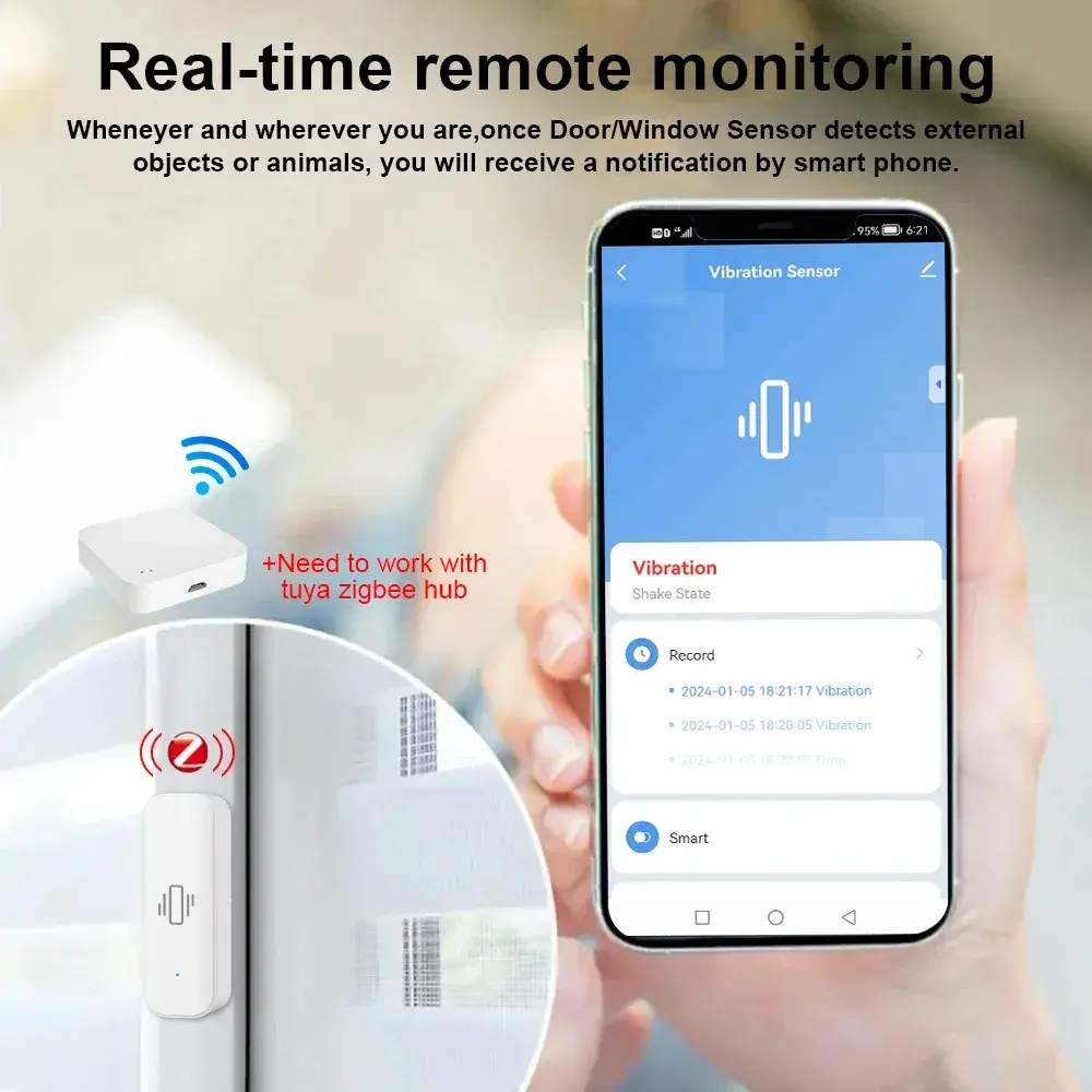 Sensor De Vibración Tuya Smartlife Zigbee Blanco - Imagen 5