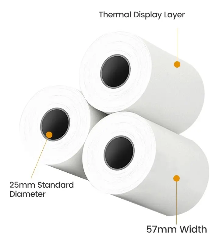 Papel Térmico 57x25mm Adhesivo Blanco - Imagen 2