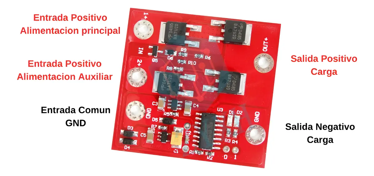 Módulo UPS Conmutador Automático 12V 8A Doble Fuente de Alimentación MOSFET - Imagen 3
