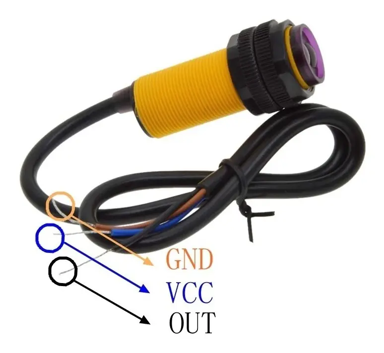 Sensor Fotoeléctrico Infrarrojo E18-D80NK 5V NPN 3-80cm - Imagen 3
