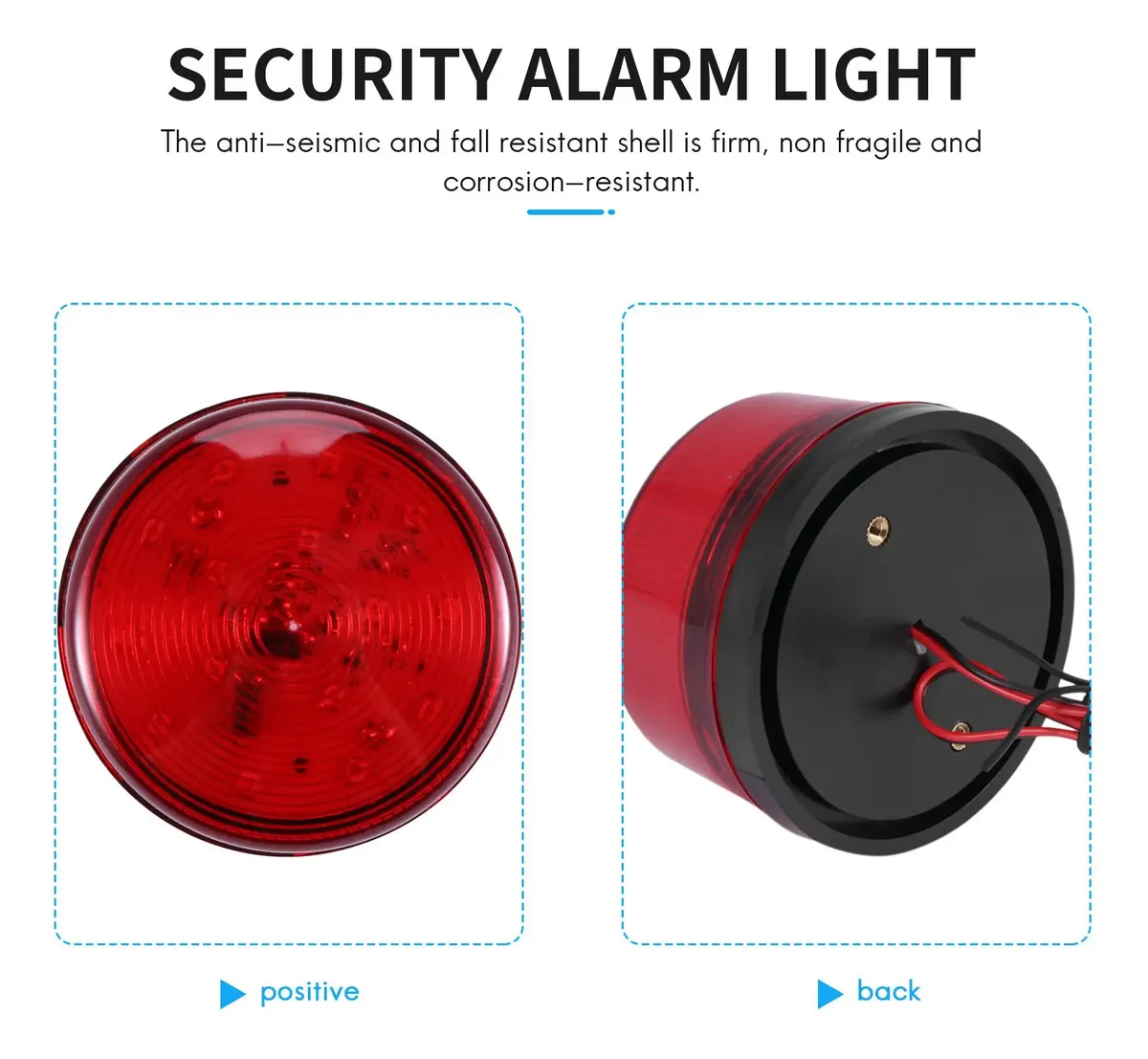 Luz LED Estroboscópica Roja 12V DC para Alarma de Seguridad – Sin Sonido - Imagen 3