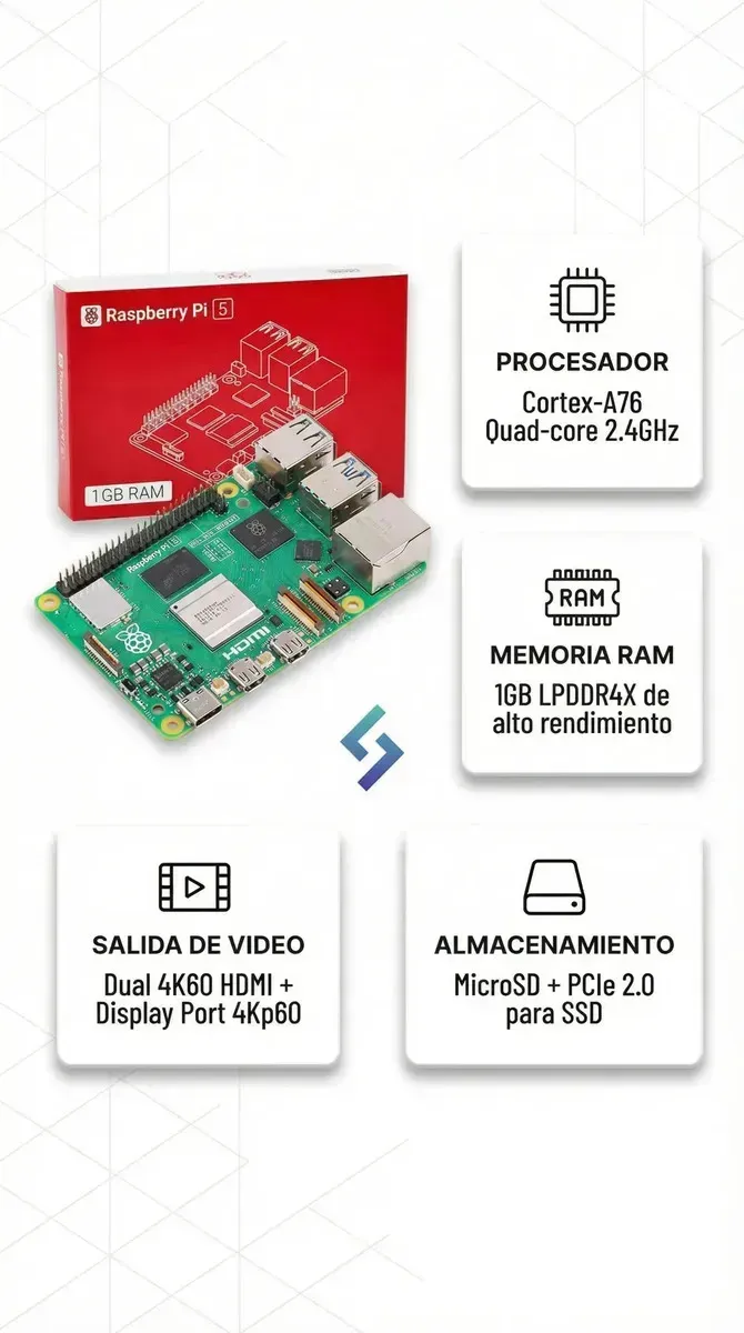 Raspberry Pi 5 1GB RAM Quad Core 2.4GHz - Imagen 5
