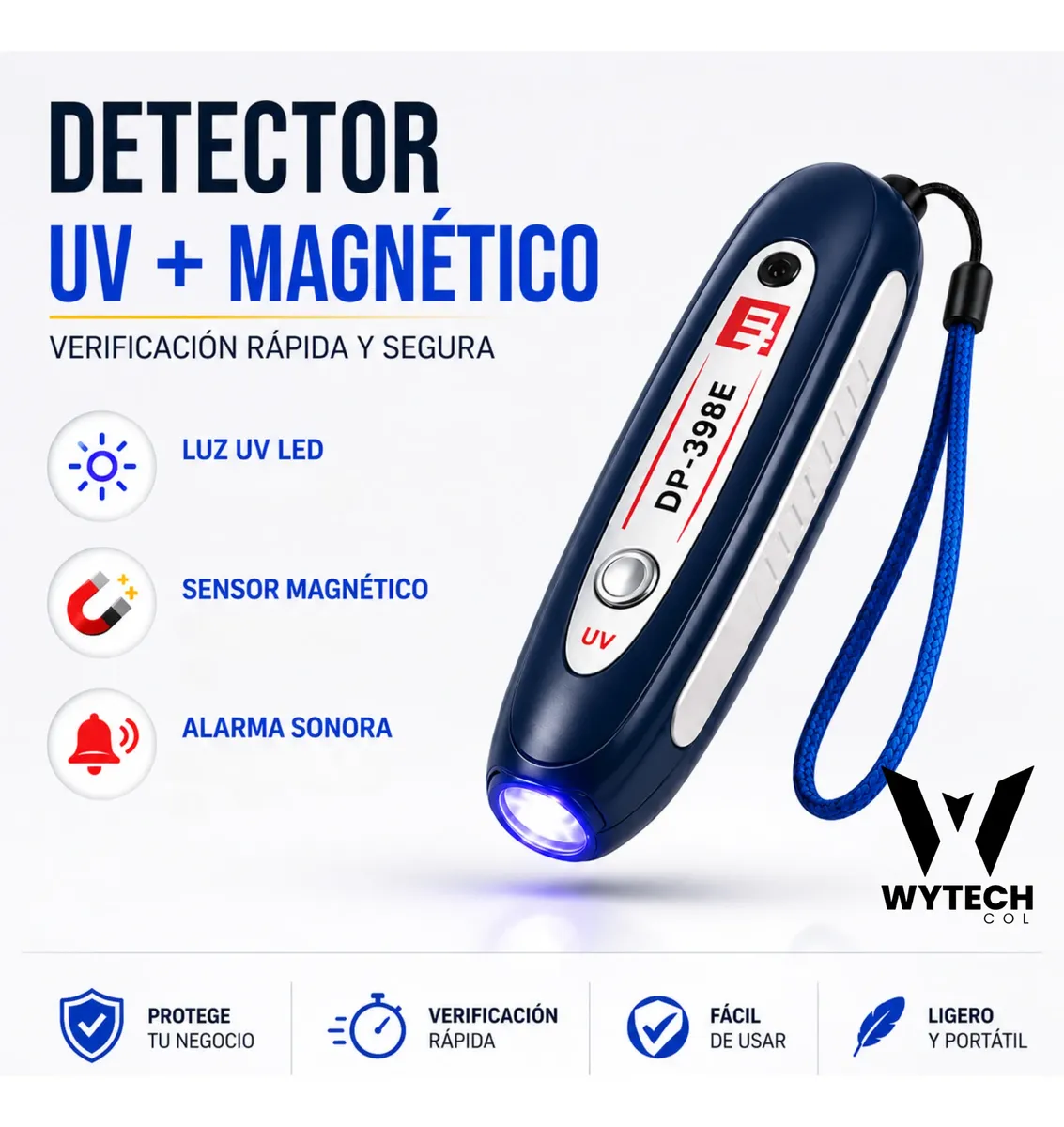 Probador Detector Billetes Falsos Portátil Luz Uv Púrpura - Imagen 4