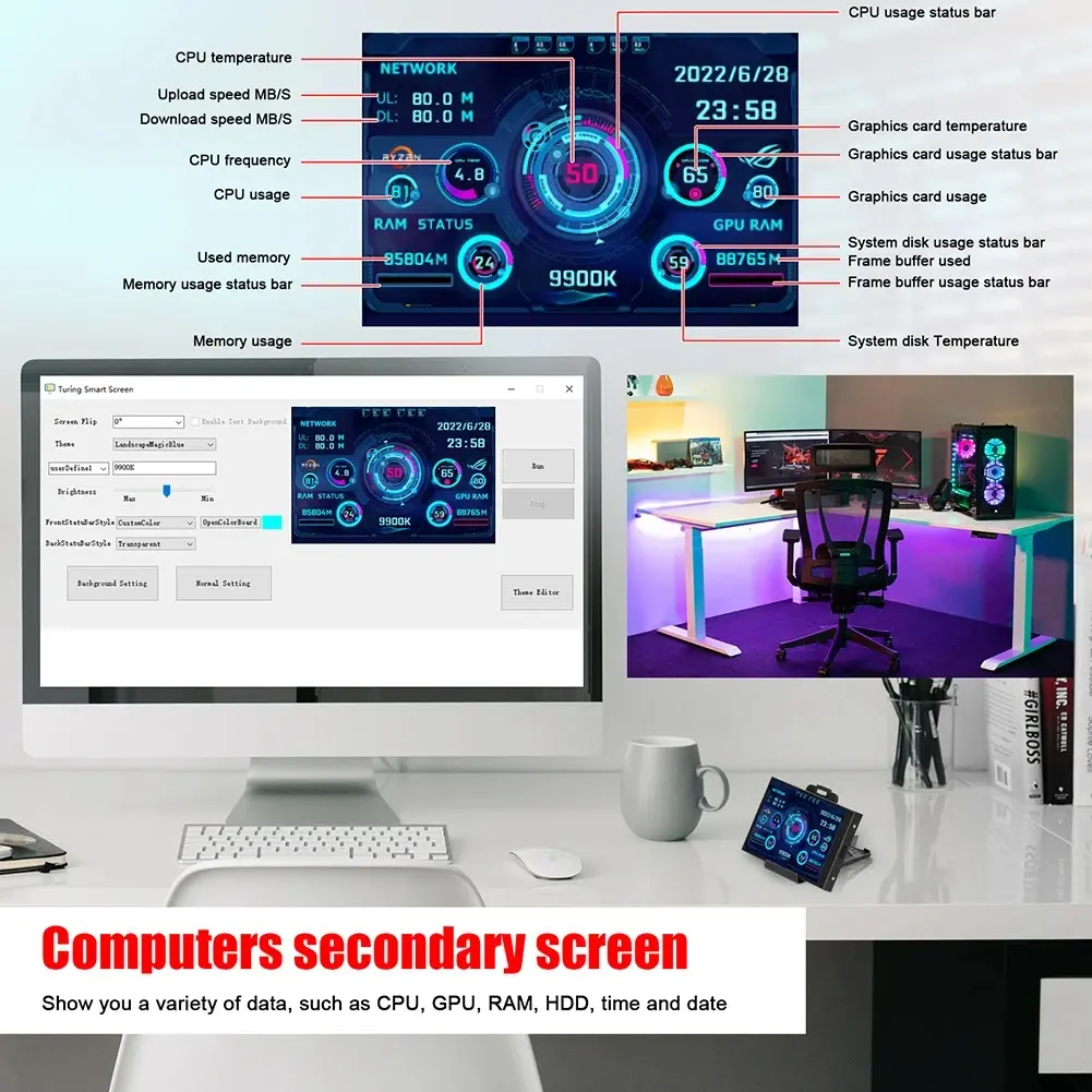 Pantalla IPS 3.5 Pulgadas USB Monitor CPU GPU RAM PC 320x480 - Imagen 7