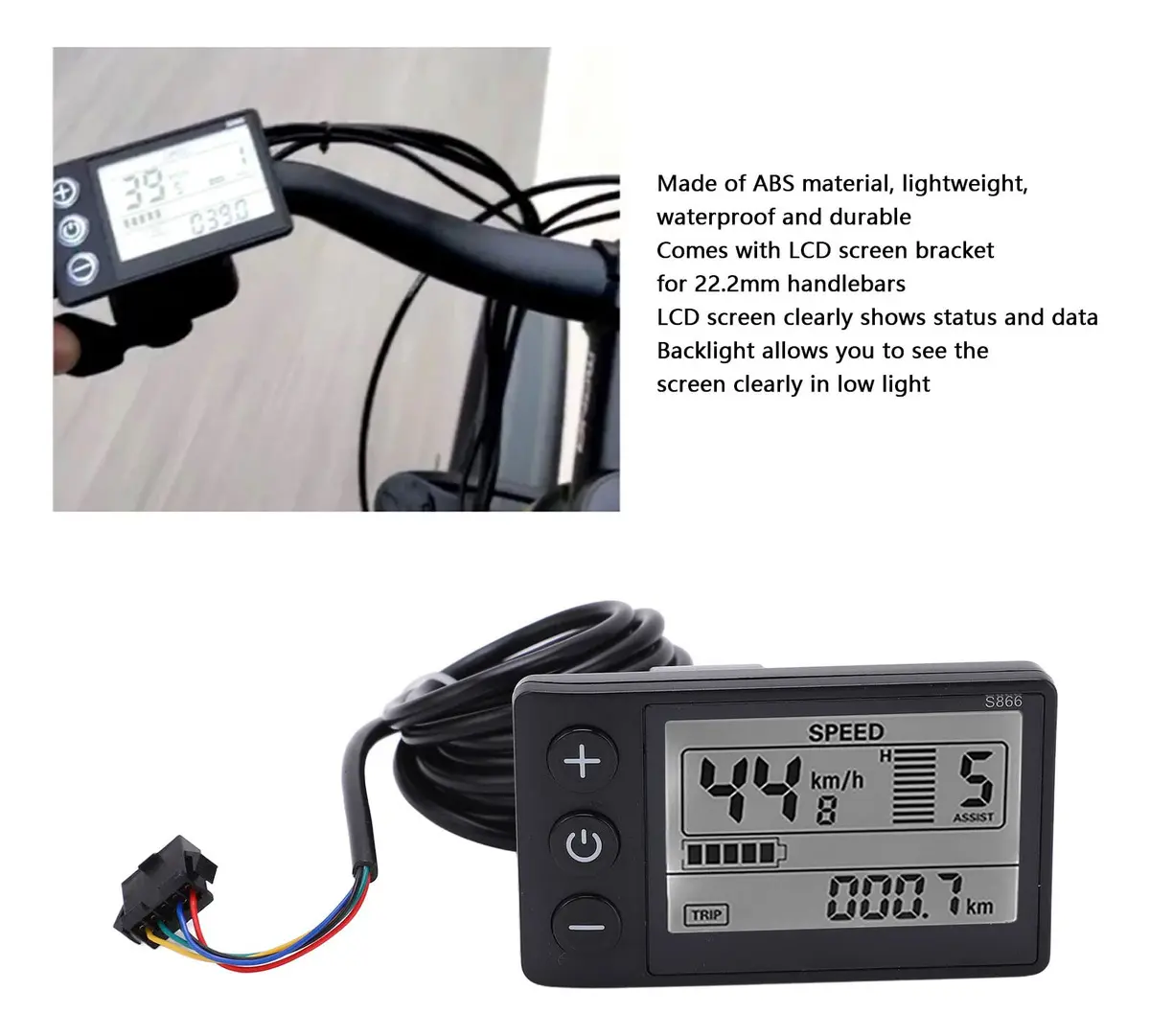 Pantalla LCD S866 3.1 Pulgadas Bicicleta Eléctrica 24V 36V 48V - Imagen 5