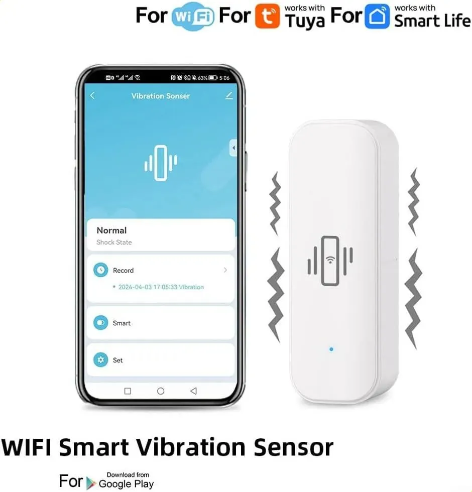 Sensor De Vibración Tuya Smartlife Zigbee Blanco - Imagen 2