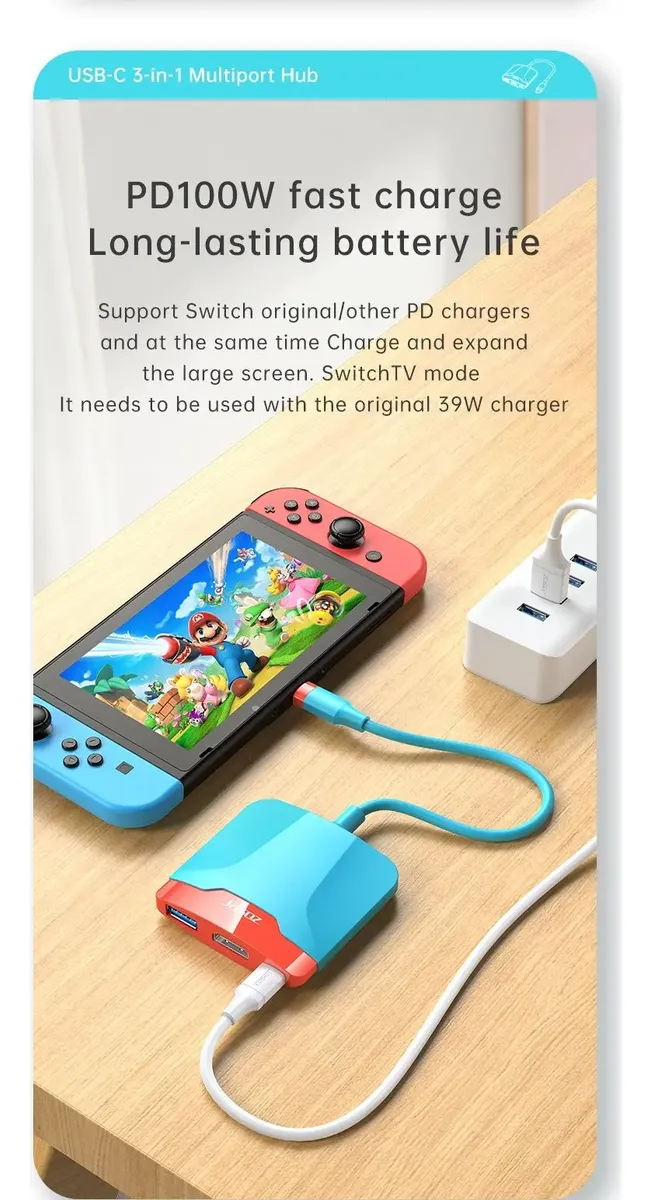 Adaptador O Hub Dock Hdmi 4k Nintendo Switch - Imagen 4