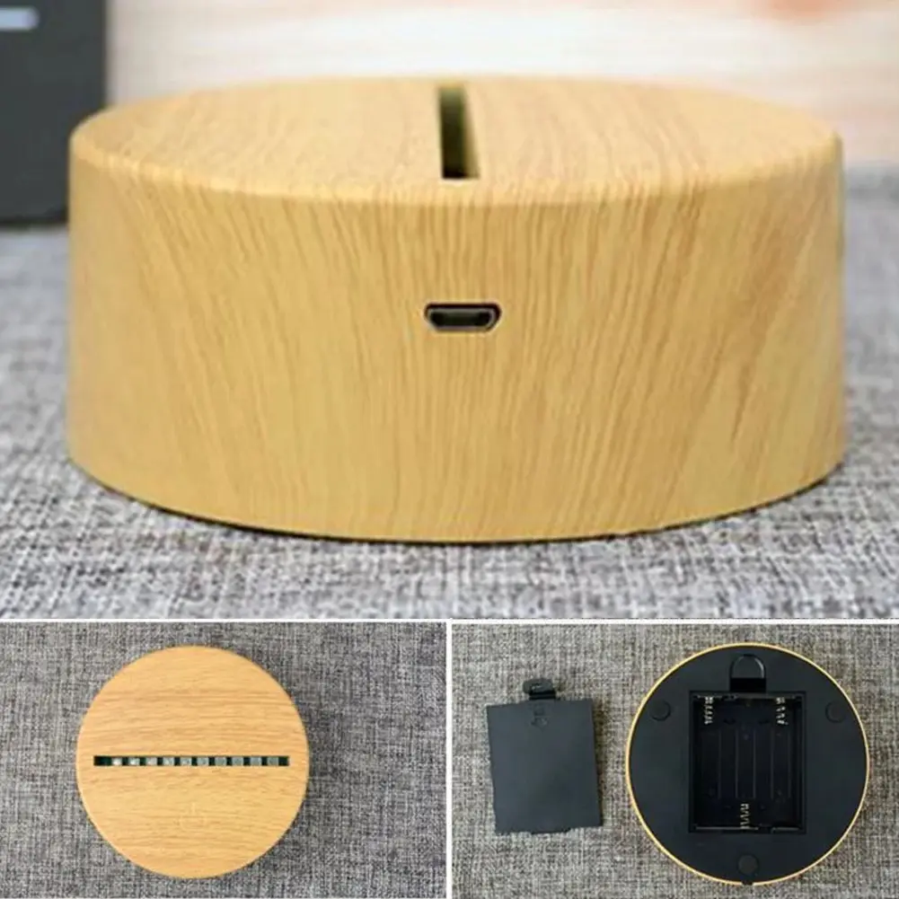 Base LED RGB Efecto Madera para Lámpara 3D Táctil USB 5V con Control Remoto - Imagen 4