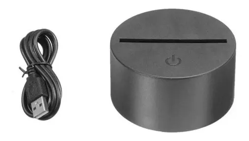 Base LED RGB Negra para Lámpara 3D Táctil con Control Remoto USB 5V - Imagen 2
