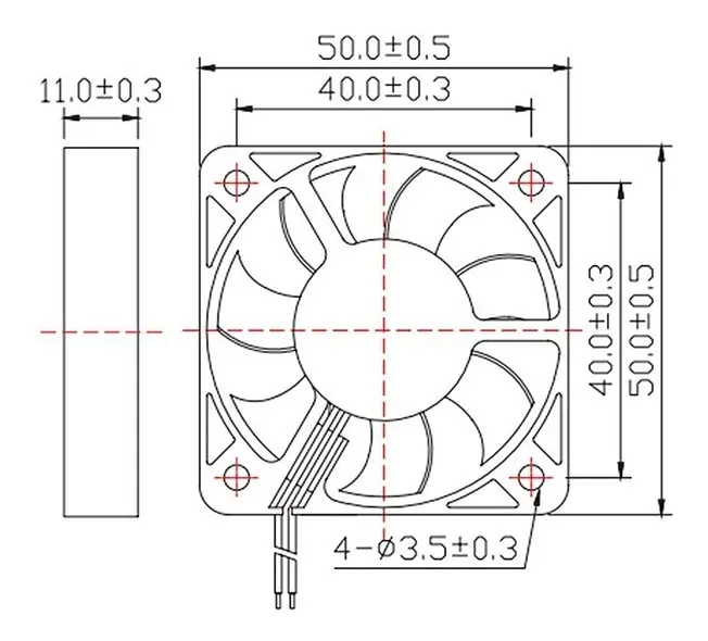 Mini Ventilador Cooler 5010 12V DC 50x50x10mm 2 Pines - Imagen 3