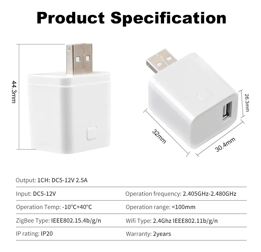 Usb Inteligente Tuya Usb Zigbee Blanco - Imagen 4