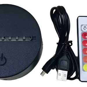 Base LED RGB Negra para Lámpara 3D Táctil con Control Remoto USB 5V