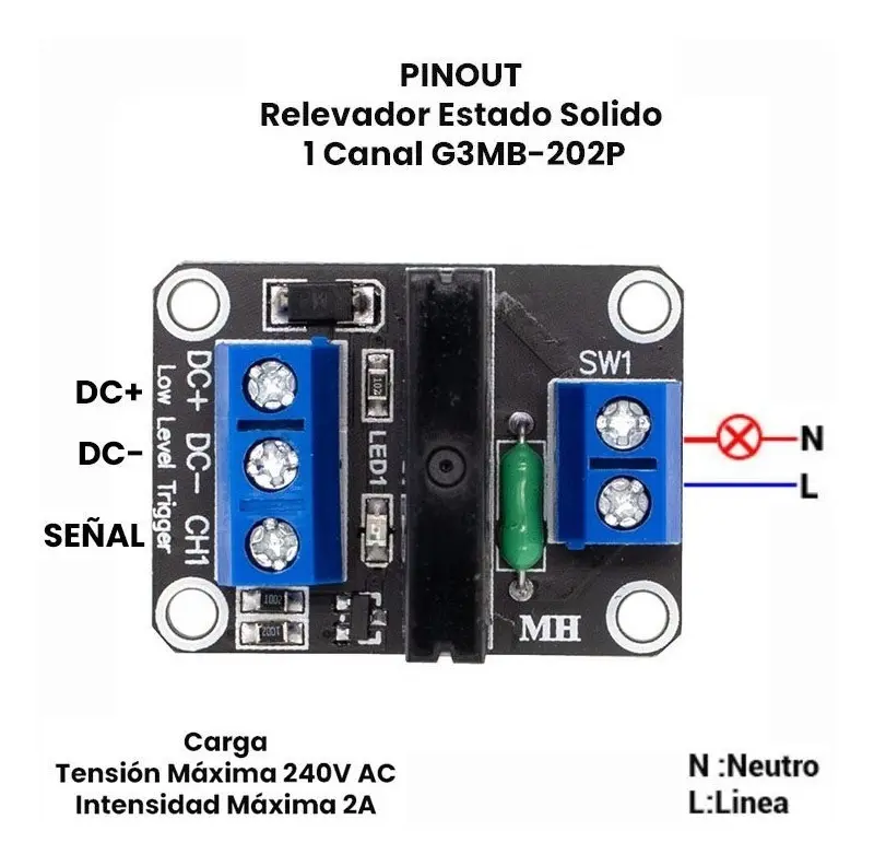 Modulo Rele Relay Estado Solido 1 Canal 5v Arduino - Imagen 3