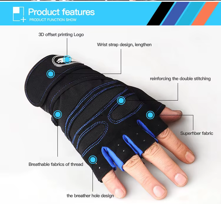Guantes Deportivos Medio Dedo Antideslizantes Fitness Gimnasio - Imagen 5