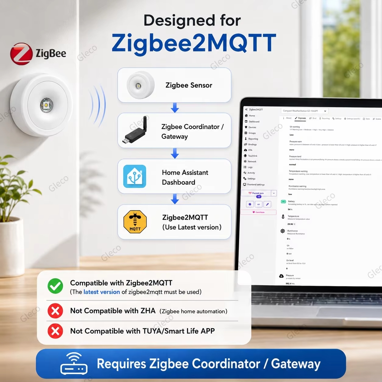 Sensor Meteorológico Zigbee 3.0 4 en 1 UV, LUX, Temperatura y Presión – Home Assistant Zigbee2MQTT - Imagen 7