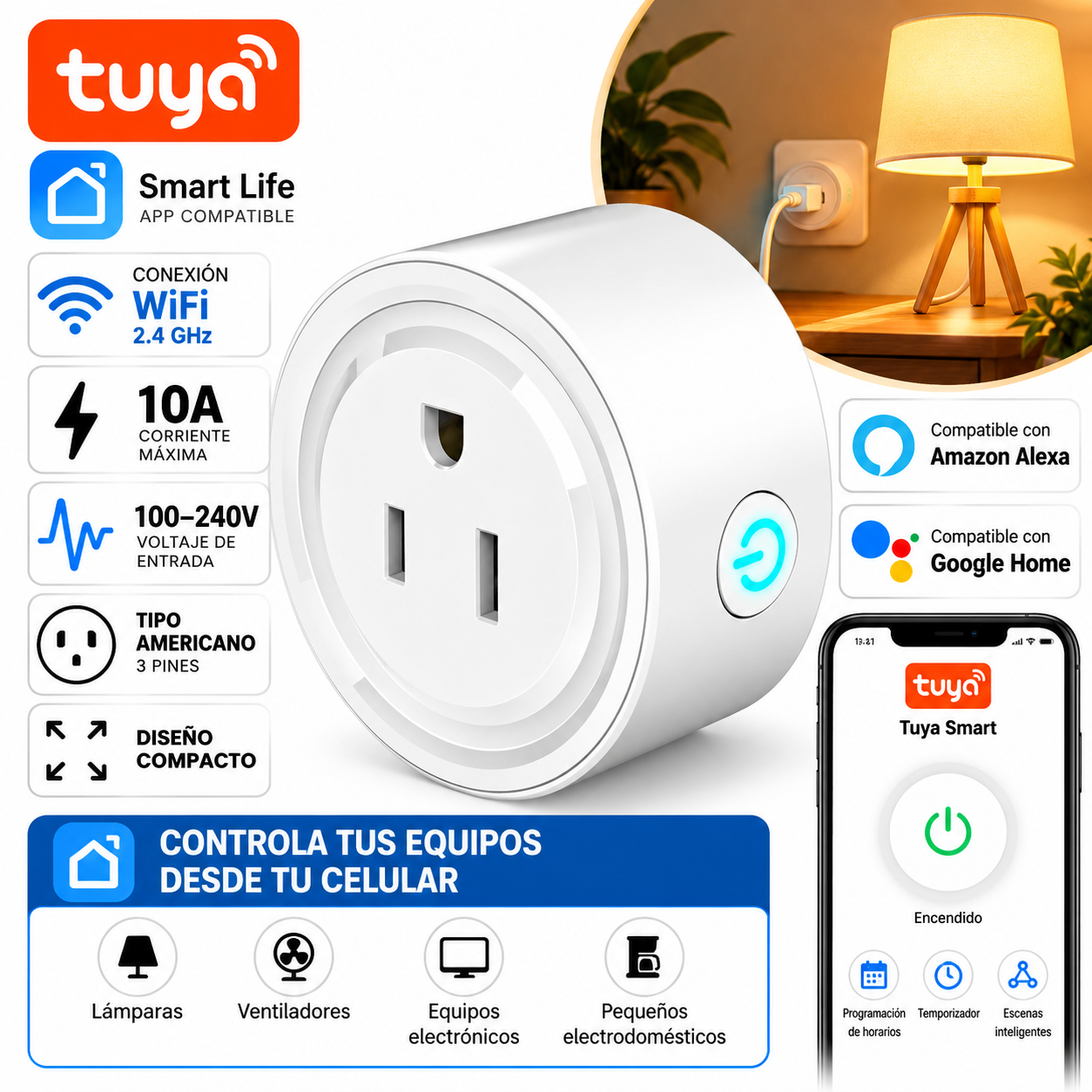 Tomacorriente Domótico Tuya Wi-fi 110v Modelo Tuya Blanco - Imagen 4