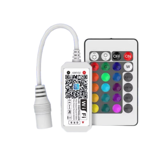 Controlador LED RGB WiFi Magic Home 12-24V con Control Remoto 24 Teclas – Compatible con Alexa y Google Home