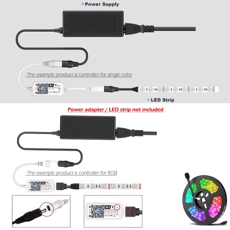 Controlador LED RGB WiFi Magic Home 12-24V con Control Remoto 24 Teclas – Compatible con Alexa y Google Home - Imagen 4